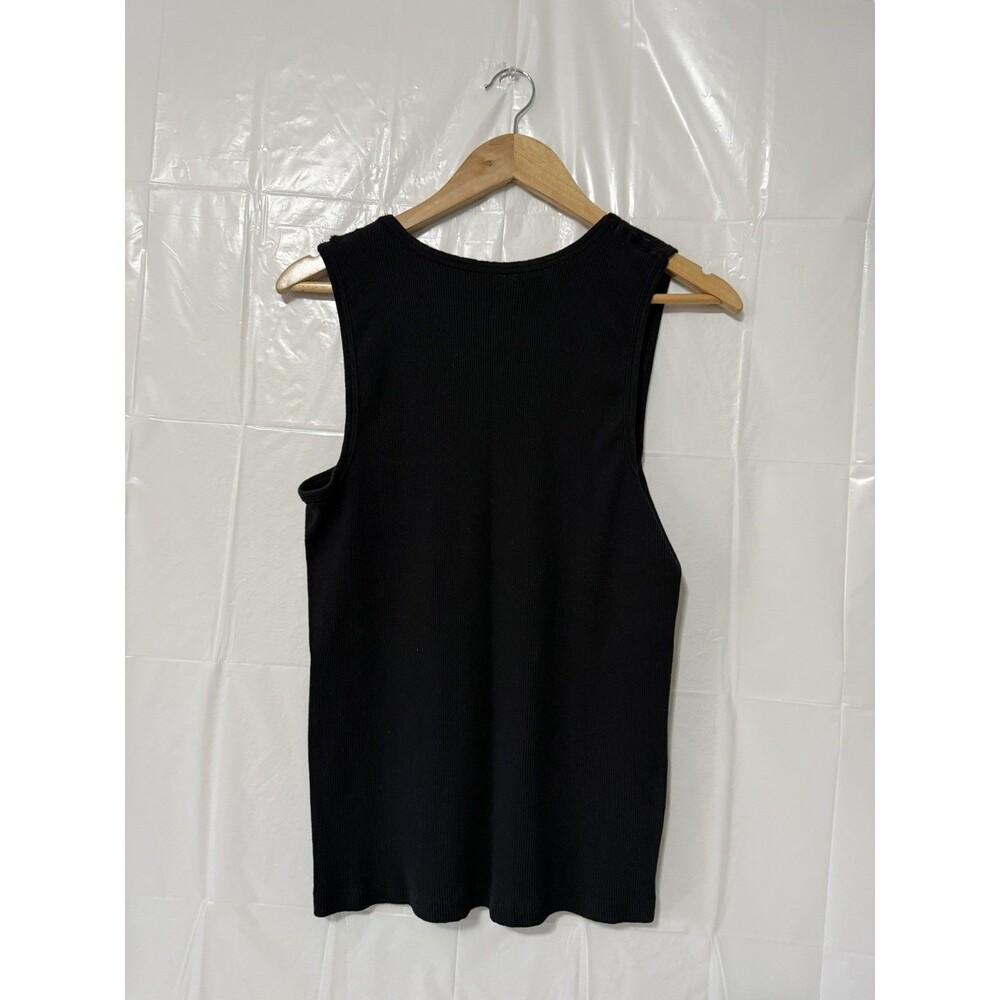 True Religion Tank Top Mens Medium Black Sleeveless Ribbed Gold Horseshoe Logo
